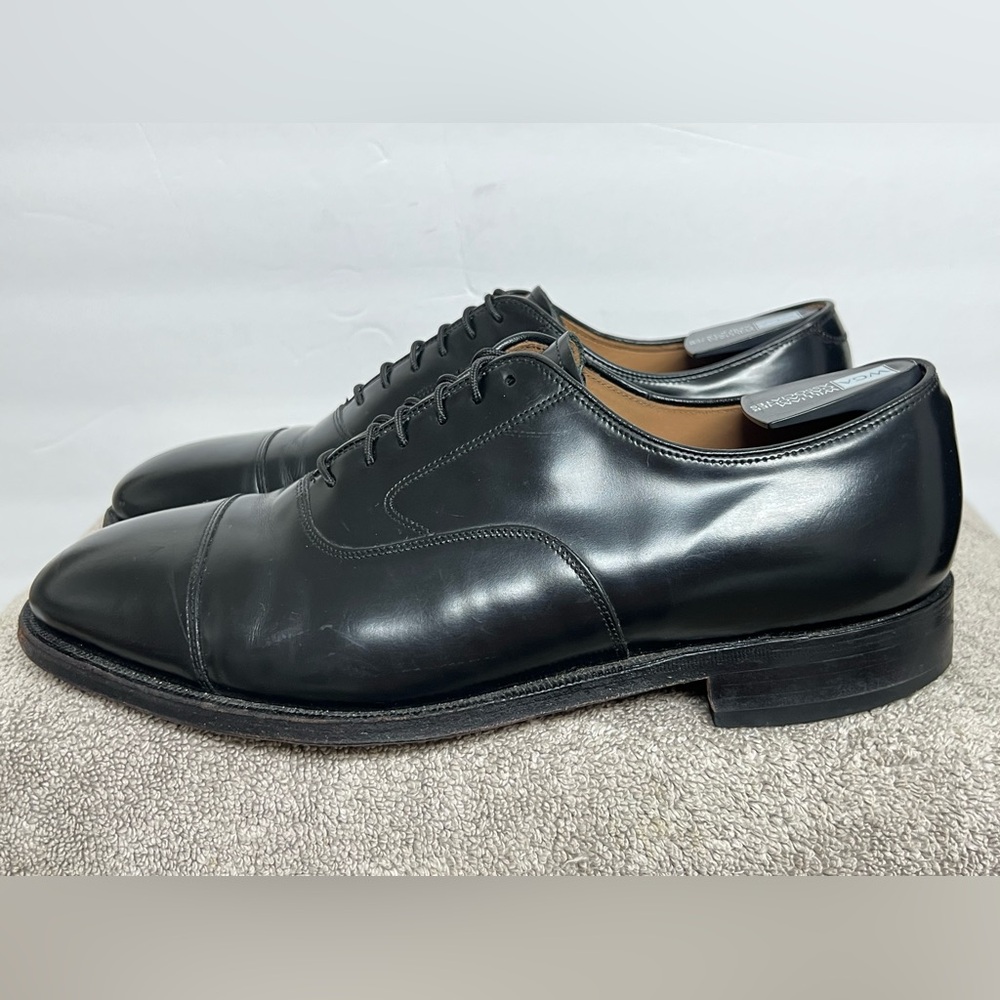 Johnston & Murphy Mens Melton Oxford Cap Toe Shoes Black Size US 9 D